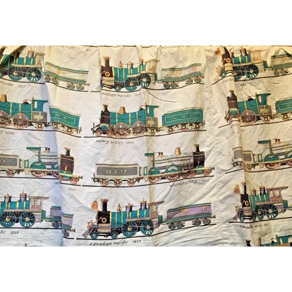 Locomotive Train Curtain Canadian Pacific Wainrights  Drapery Fabric Cutter - Picture 1 of 5